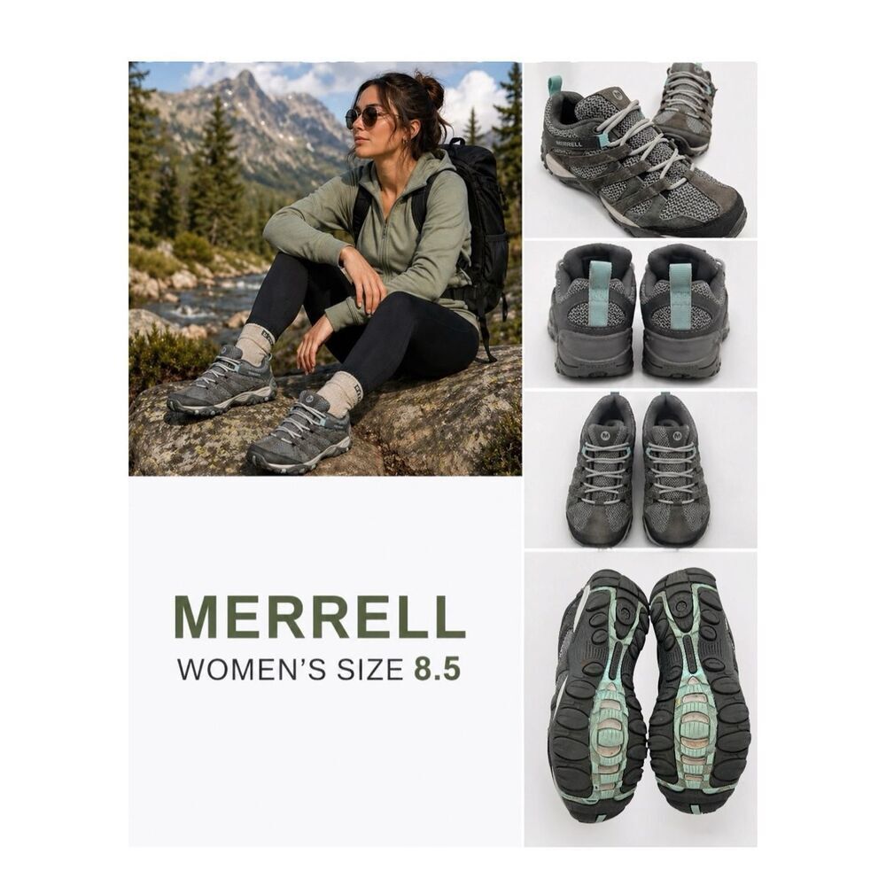 Merrell Women's Alverstone Mesh Suede Lace Up Hiking Shoes Gray Size 8.5